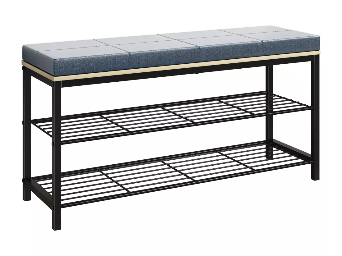 Métal Banc en bois Étagère à chaussures Taliro