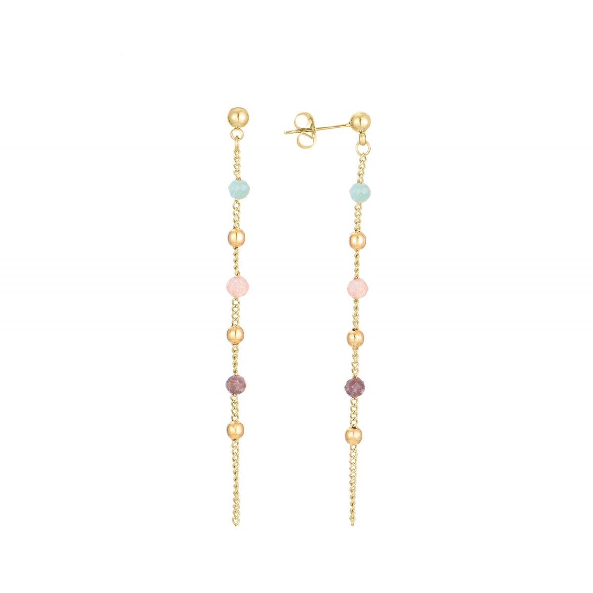 Boucles Pierres mulitcolores acier doré or