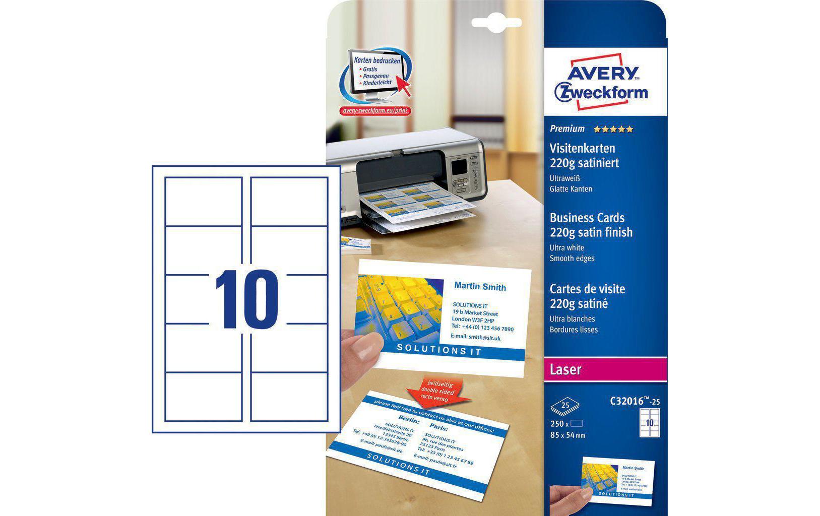 Visitenkarten-Etiketten 220 g/m², 250 KartenVisitenkarten