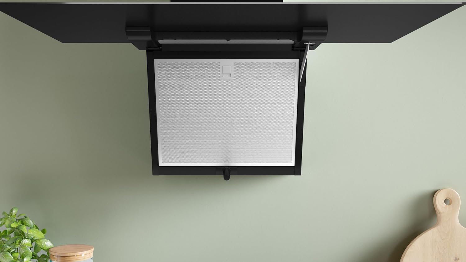Bosch DWK87FN60, Serie 4, Smarte Dunstabzugshaube, 80 cm, Klarglas schwarz bedruckt, Wandesse Made in Germany, Automatische Anpassung an Kochfeld, Steuerung über Kochfeld, Einstellbare Farbtemperatur