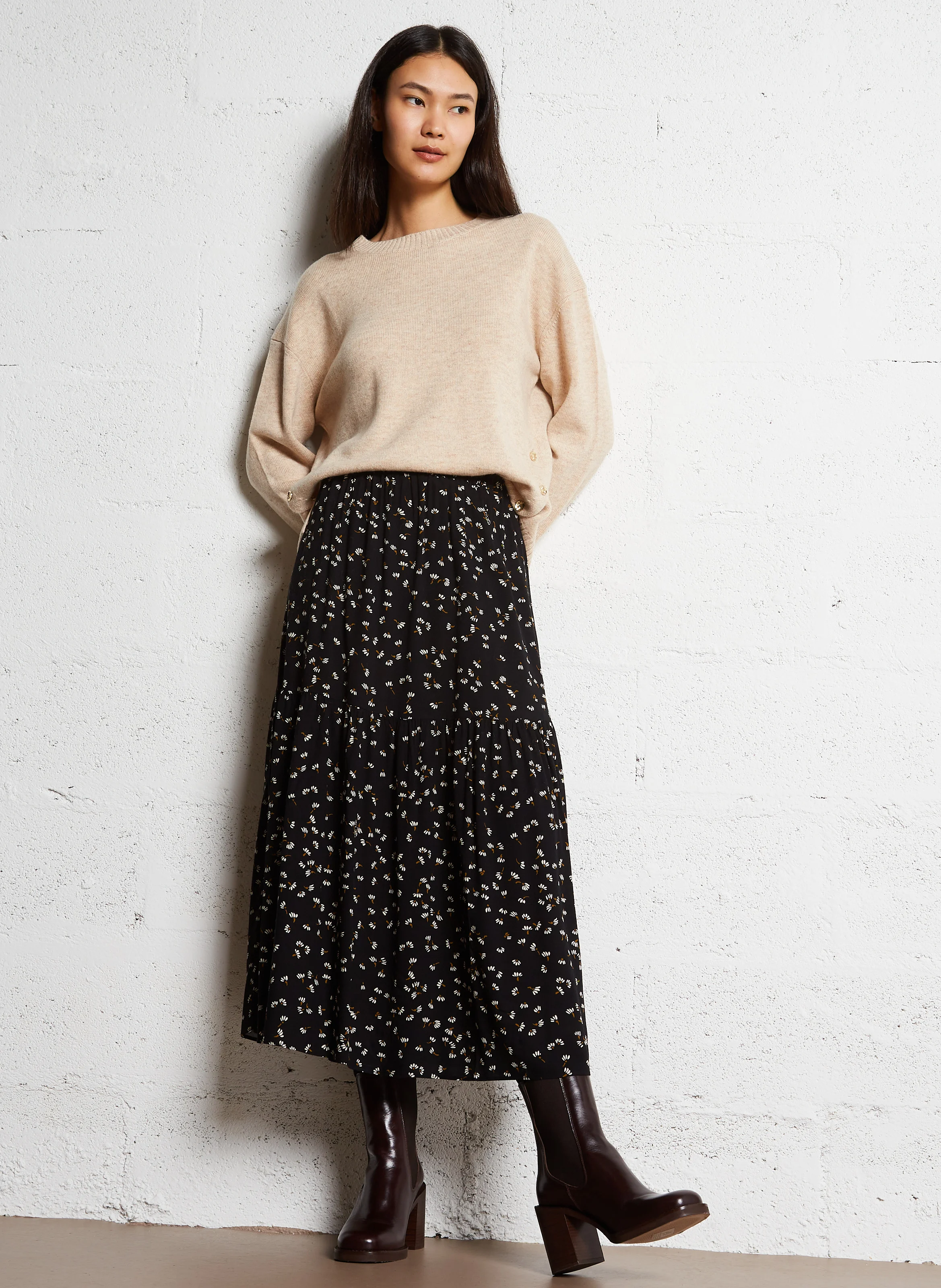 ARIGATO - Pull col rond en laine | Beige
