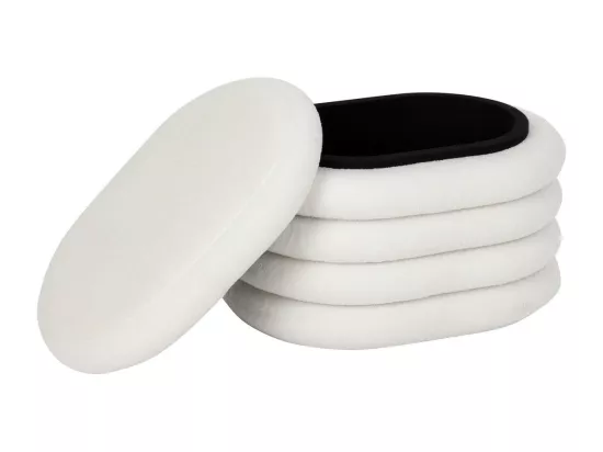 Pouf avec coffre en tissu à bouclettes Blanc 59 x 45 cm