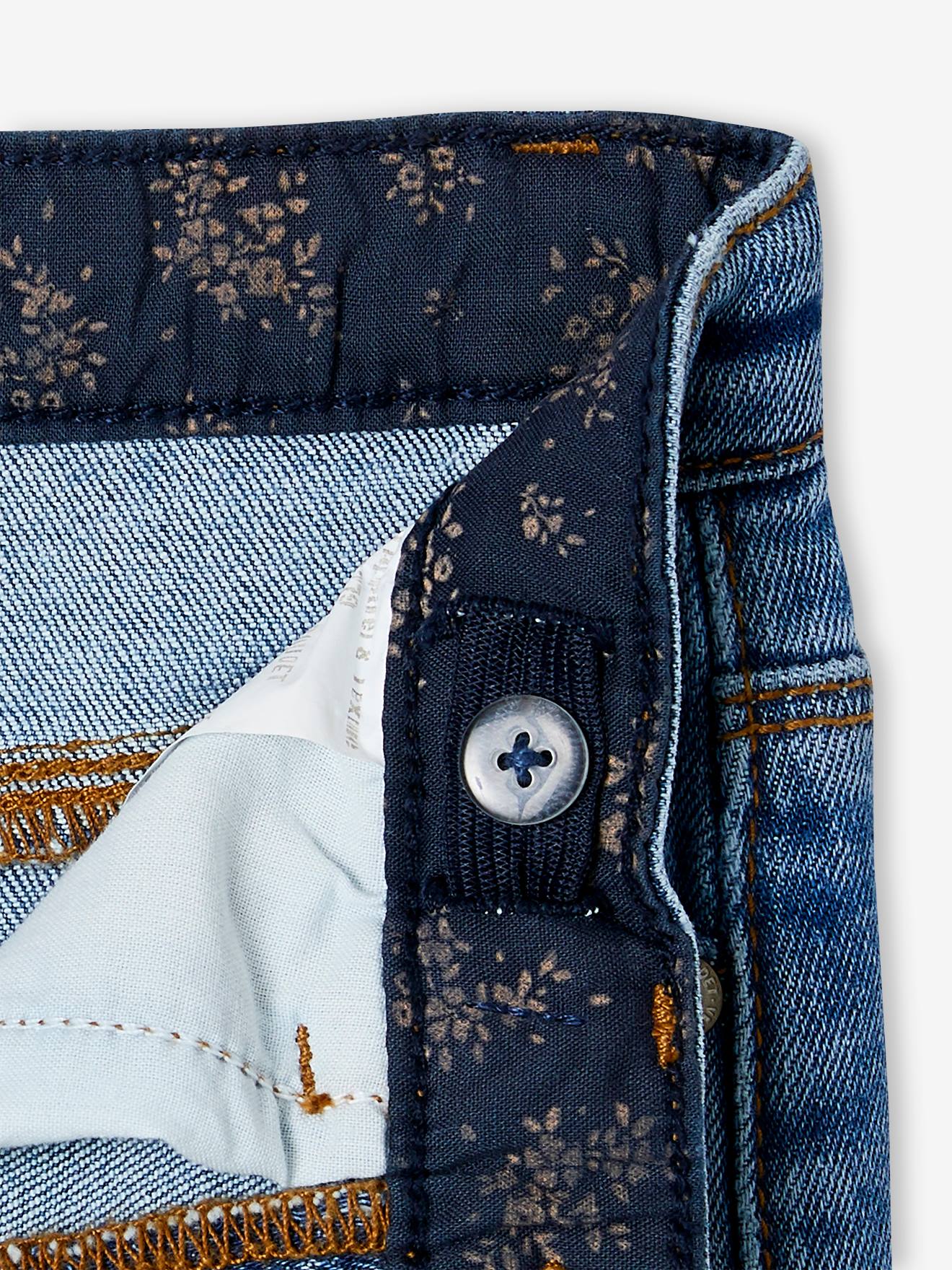 Calça jeans reta com laço elegante para meninas (cor pedra)