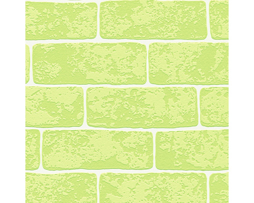 Vliesbehang 35981-3 Jongens & Meisjes 6 & Best of Wood'n Stone 2 baksteenlook neongroen