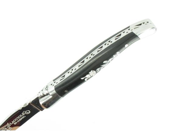 Laguiole 10 cm Fleur de Diamant - Ebène - 2 mitres Couteau de poche par Laguiole en Aubrac