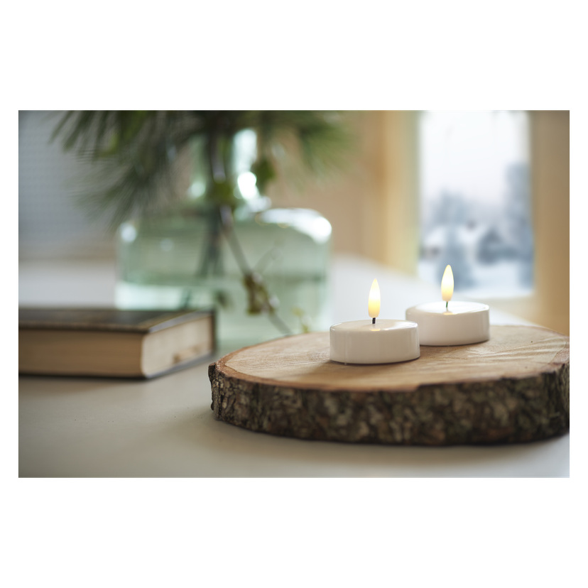 Store telys med flakkende flamme LED 2-pk Ø6 cm