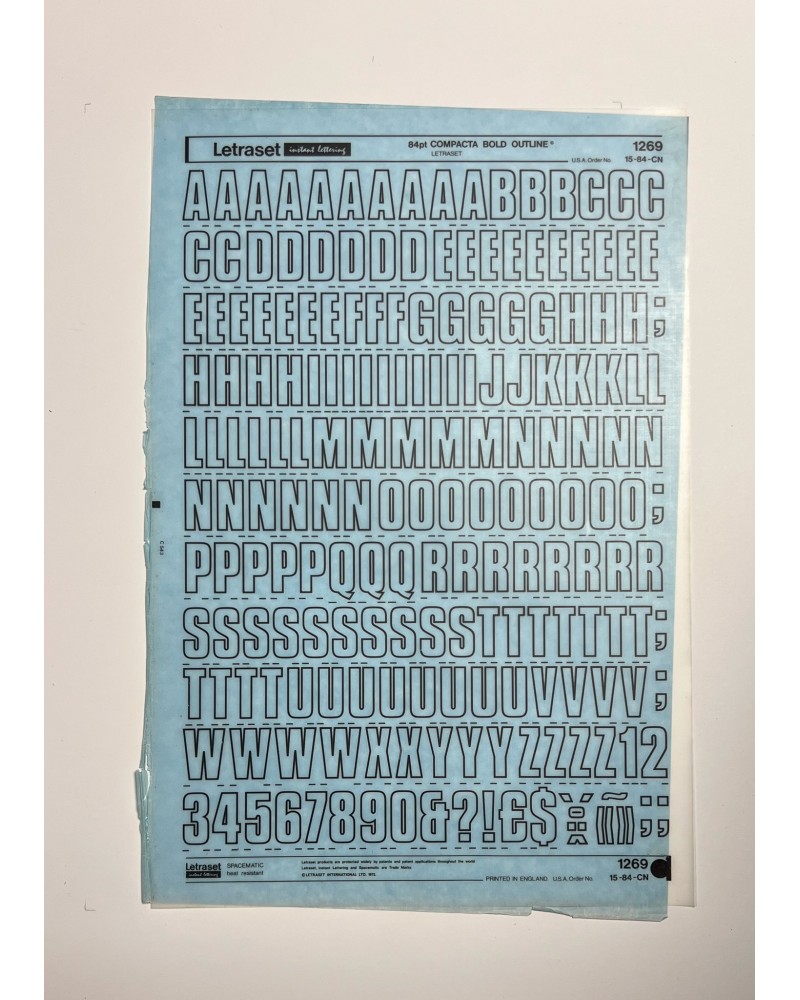 letraset-1269- COMPACTA BOLD OUTLINE - 84pt