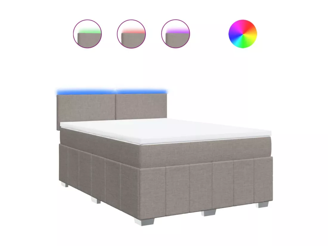 Sommier à lattes de lit avec matelas Taupe 160x200 cm Tissu