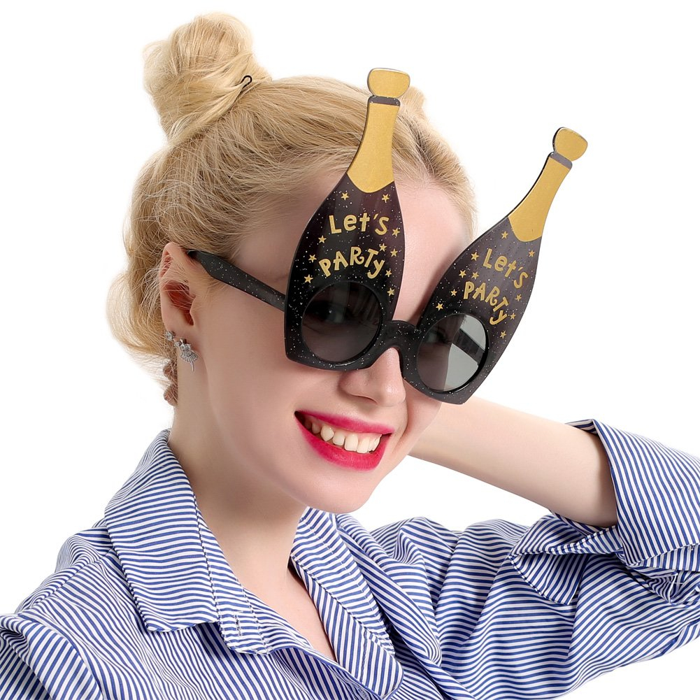 Photo Booth Brille Fotorequisite Party Sonnenbrille Verkleidungs Accessoire für lustige Bilder - Champagnerflasche