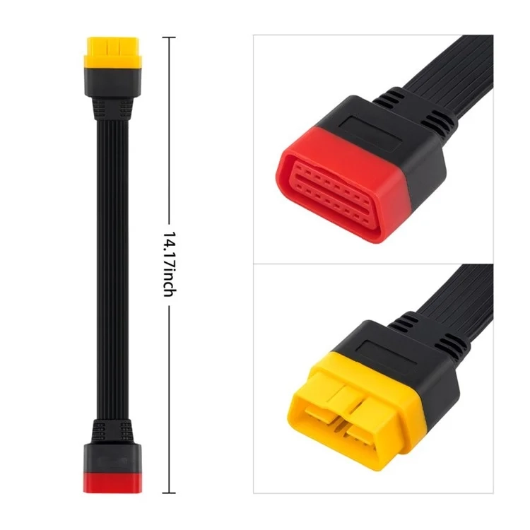 (36cm) Auto KFZ OBD2 (m) auf OBD2 (w) Verlängerungskabel / Adapter für KFZ-Diagnose & OBDII-Scanner - Schwarz
