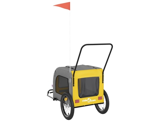 VIDAXL - Remorque de vélo pour chien jaune et gris tissu oxford et fe...