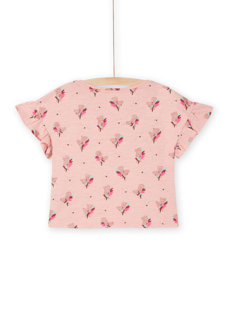 T-shirt vieux rose à imprimé licornes