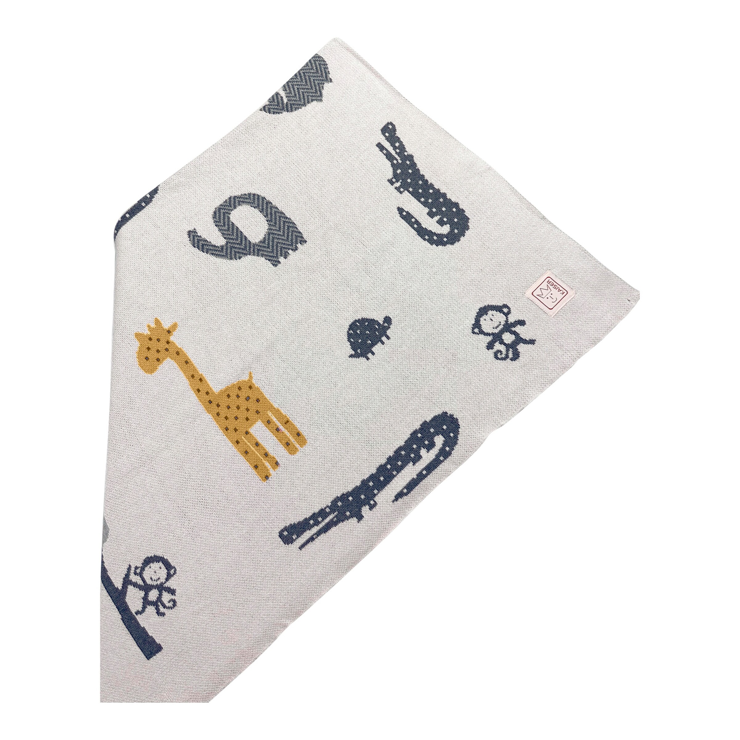 Kaiser Babydecke Strick 80x100 cm Organic Cotton Wildtiere / beige