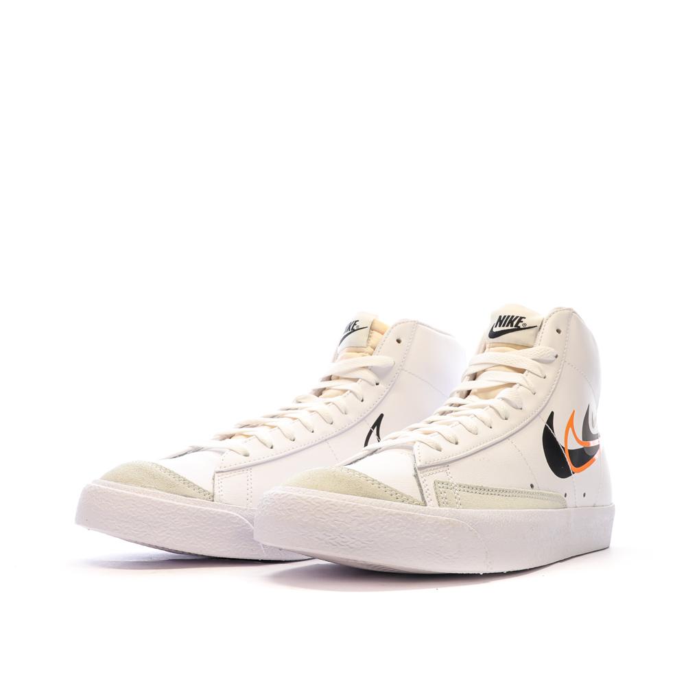 Nike Baskets Blanches/Orange Homme Nike Blazer