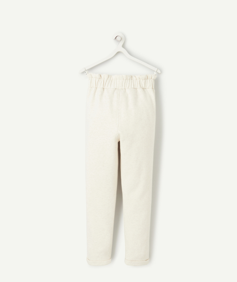 JOGGING FILLE EN FIBRES RECYCLÉES ÉCRU CHINÉ AVEC NOEUD