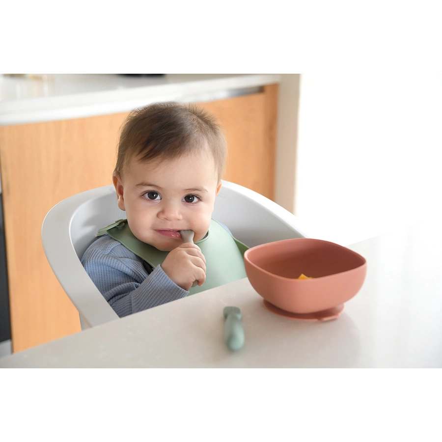 BEABA® Lernlöffel 2er Set aus Silikon terracottavelvet grau