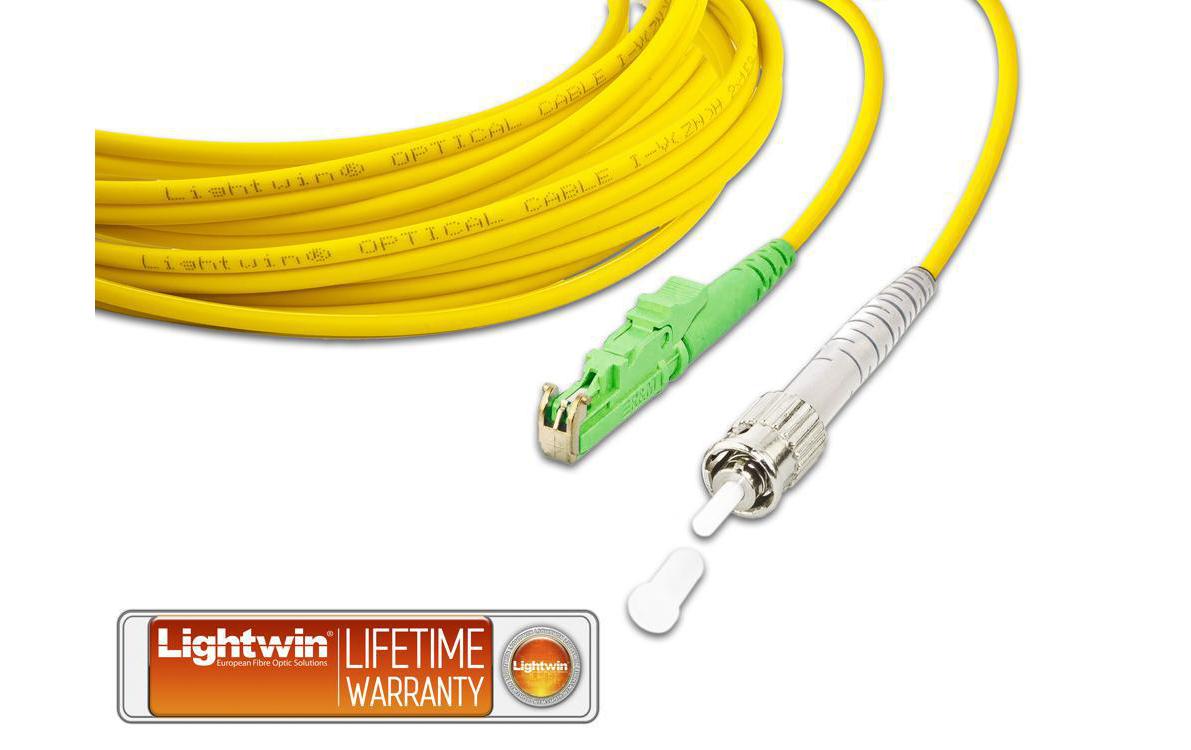 LWL-Patchkabel Singlemode E2000/APC – ST, OS2, Simplex, 1 mSinglemode E2000/APC-ST Simplex OS2 1 m