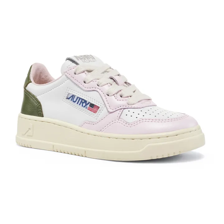 Autry Baskets Kids Medalist Low Cuir Bicolore | Vert kaki