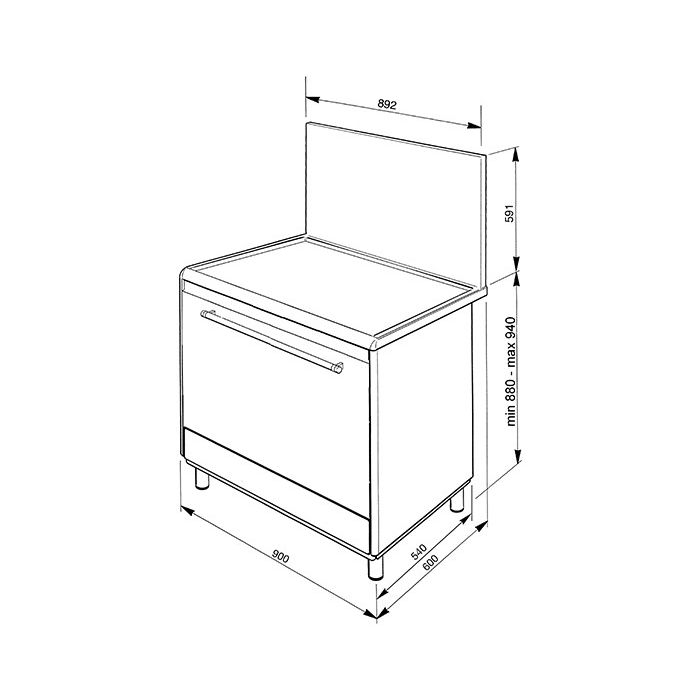 SMEG Stand-Herd Classici SCD90MFX9-1 mit Gaskochfeld Edelstahl