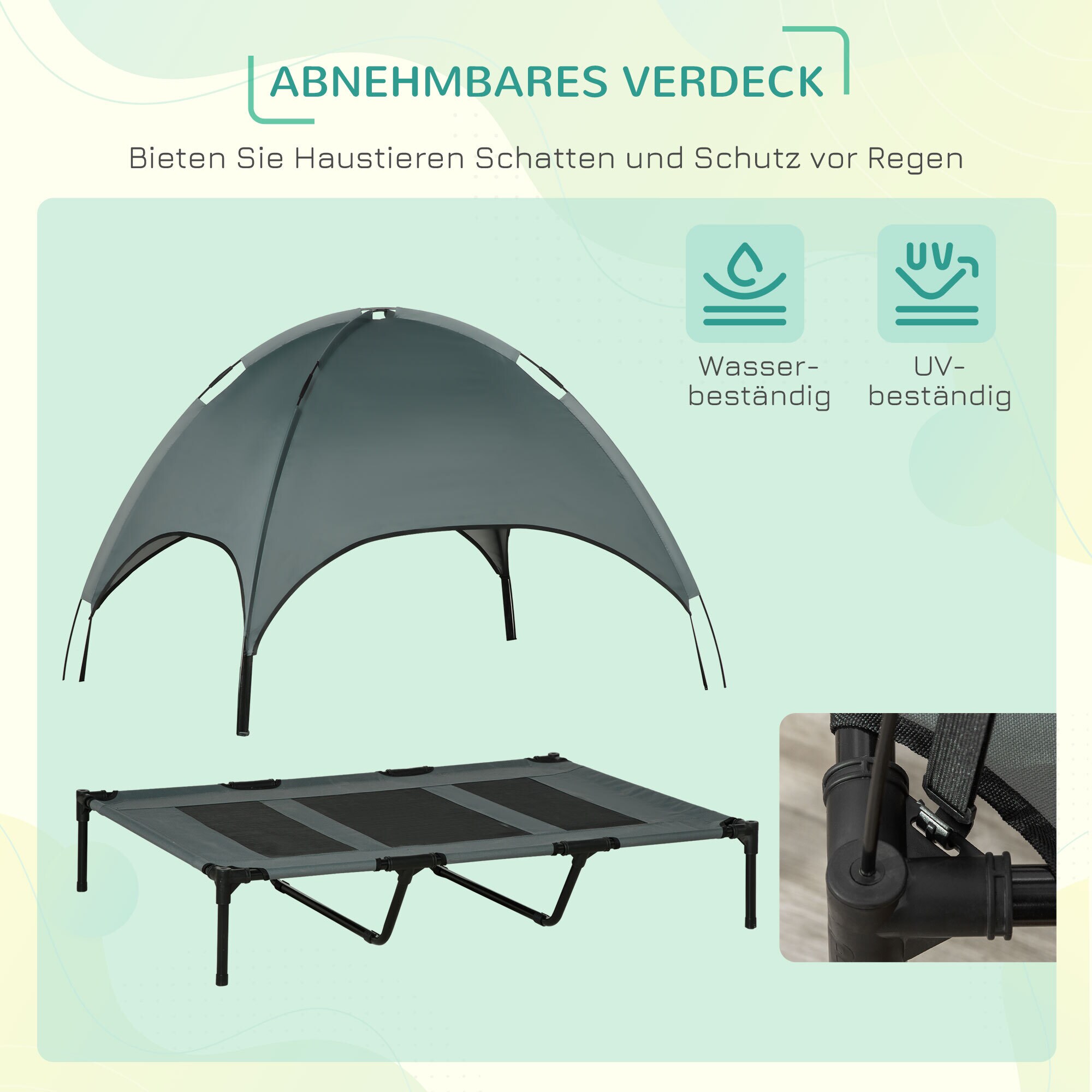 PawHut Hundebett mit Baldachin 122 x 92 x 108 cm (LxBxH)