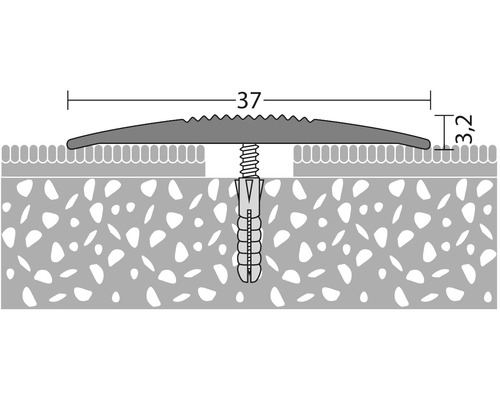 Aluminium overgangsprofiel, zilver, geperforeerd, 37 x 2700 mm