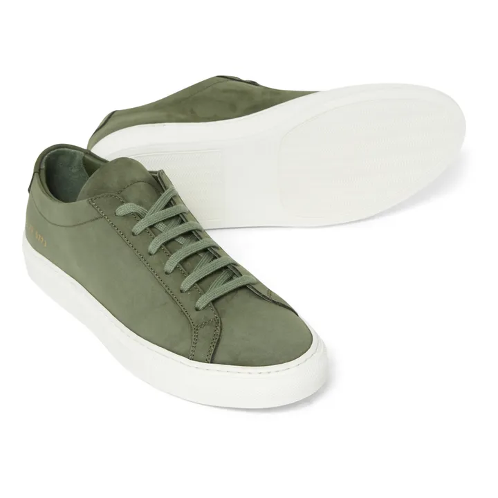 Common Projects Baskets Achilles Low Nubuck - Collection Homme | Vert kaki
