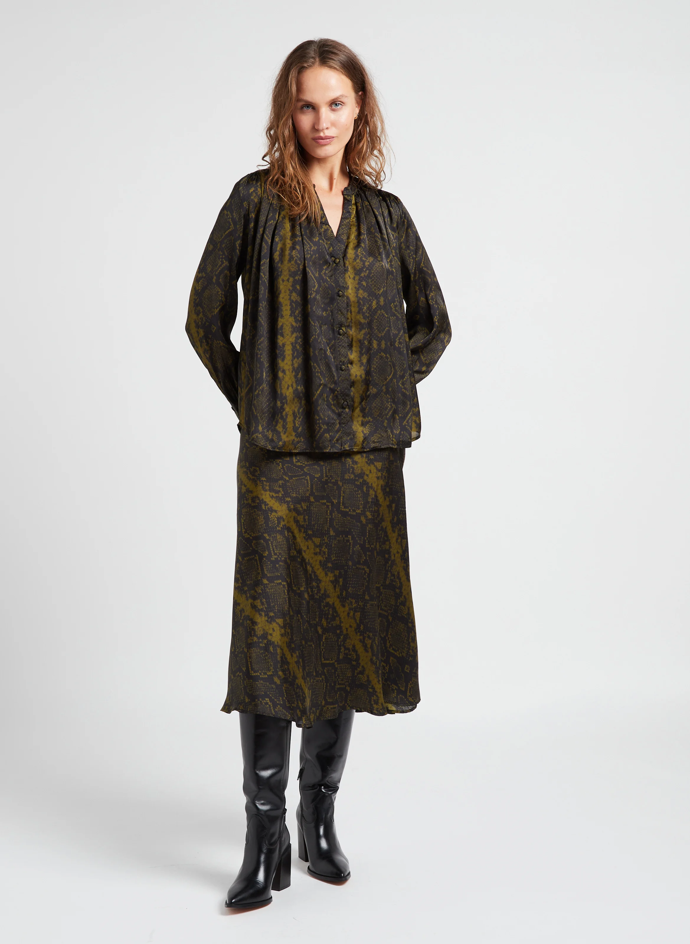 ARSO - Blouse col tunisien satinée | Noir