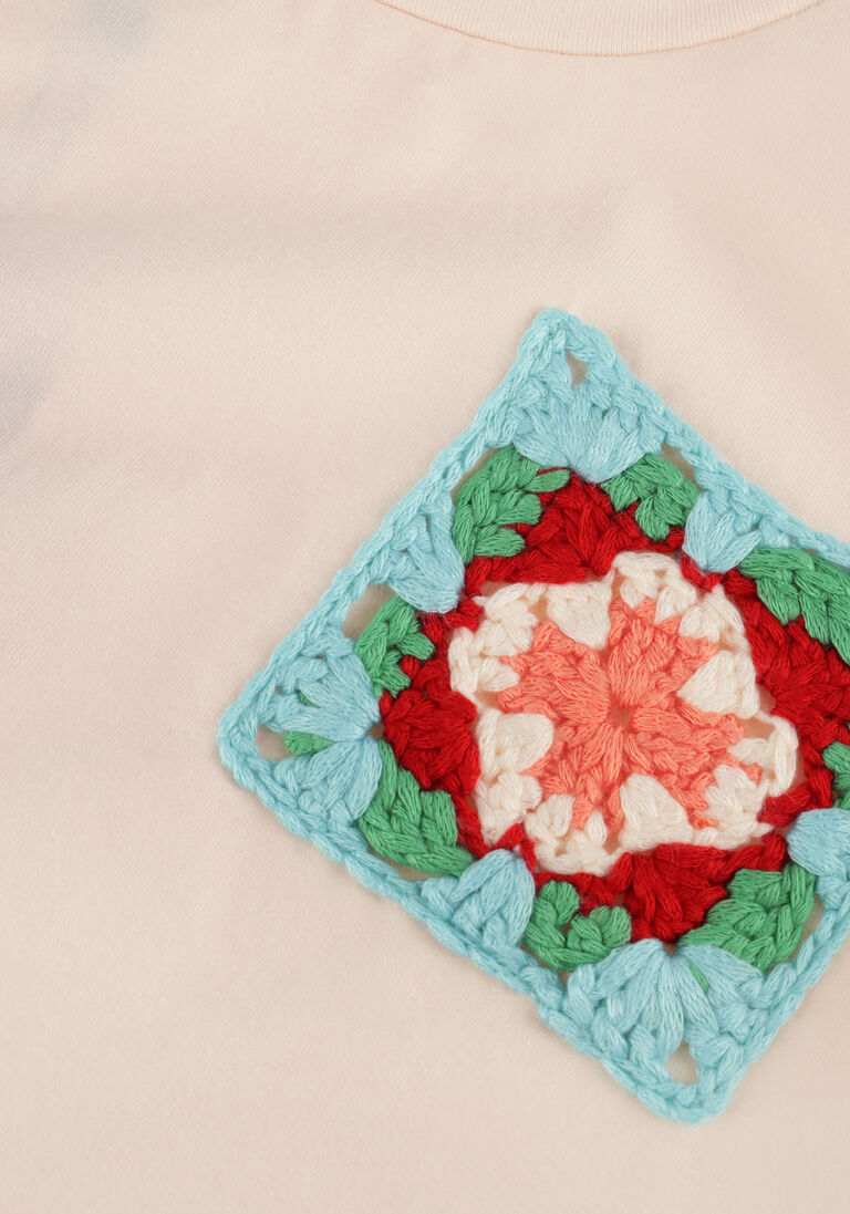 LOOXS ecru looxs top t-shirt with crochet patch