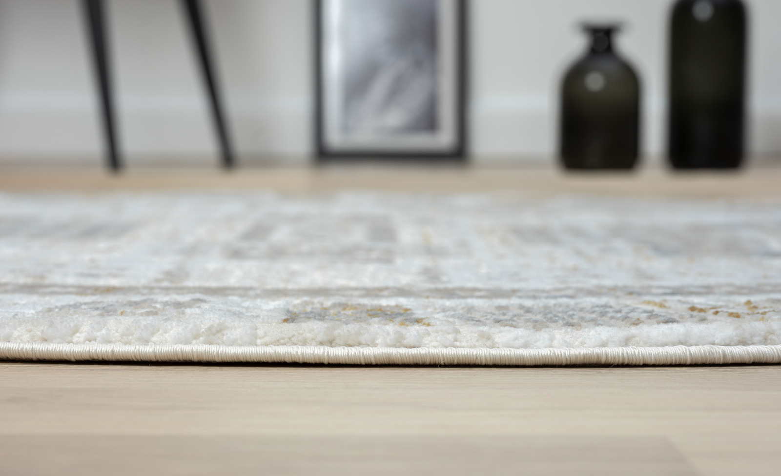 Teppich MY KASHKULY - creme-hellgrau-altgoldfarben - Ø 120 cm