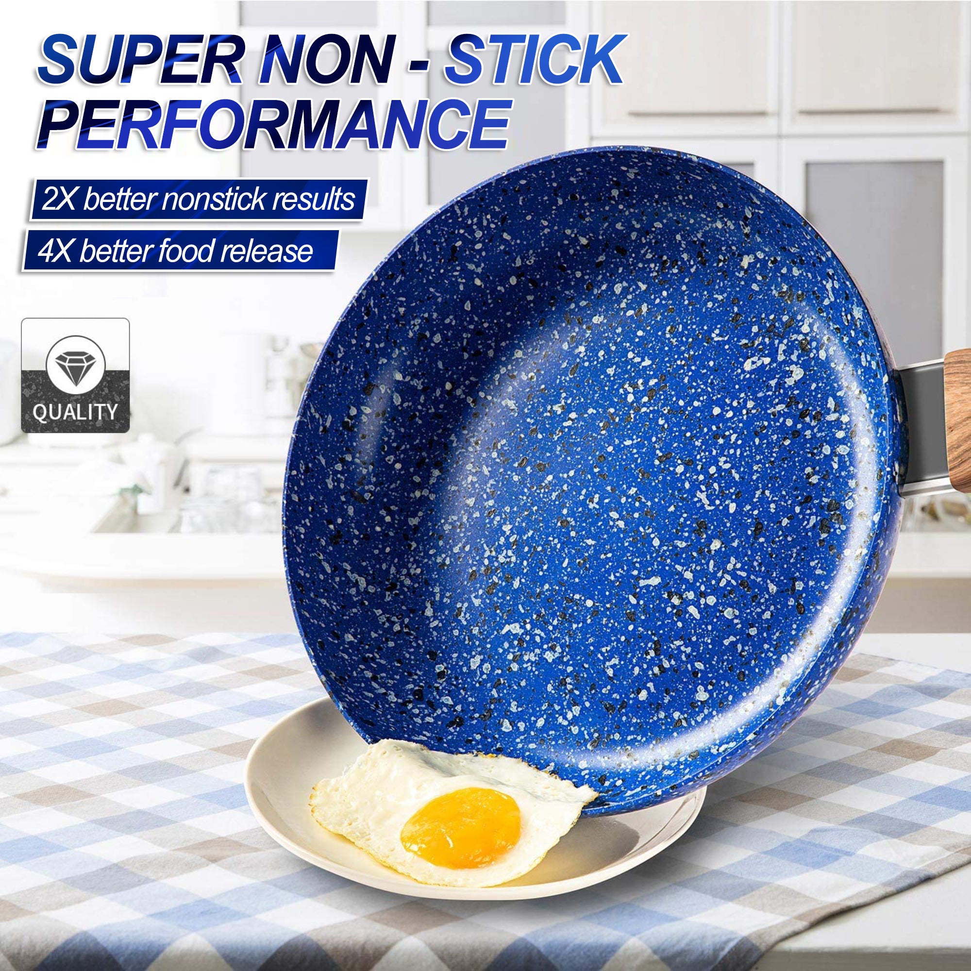 MICHELANGELO Frying Pan Set with Lid, 9.5