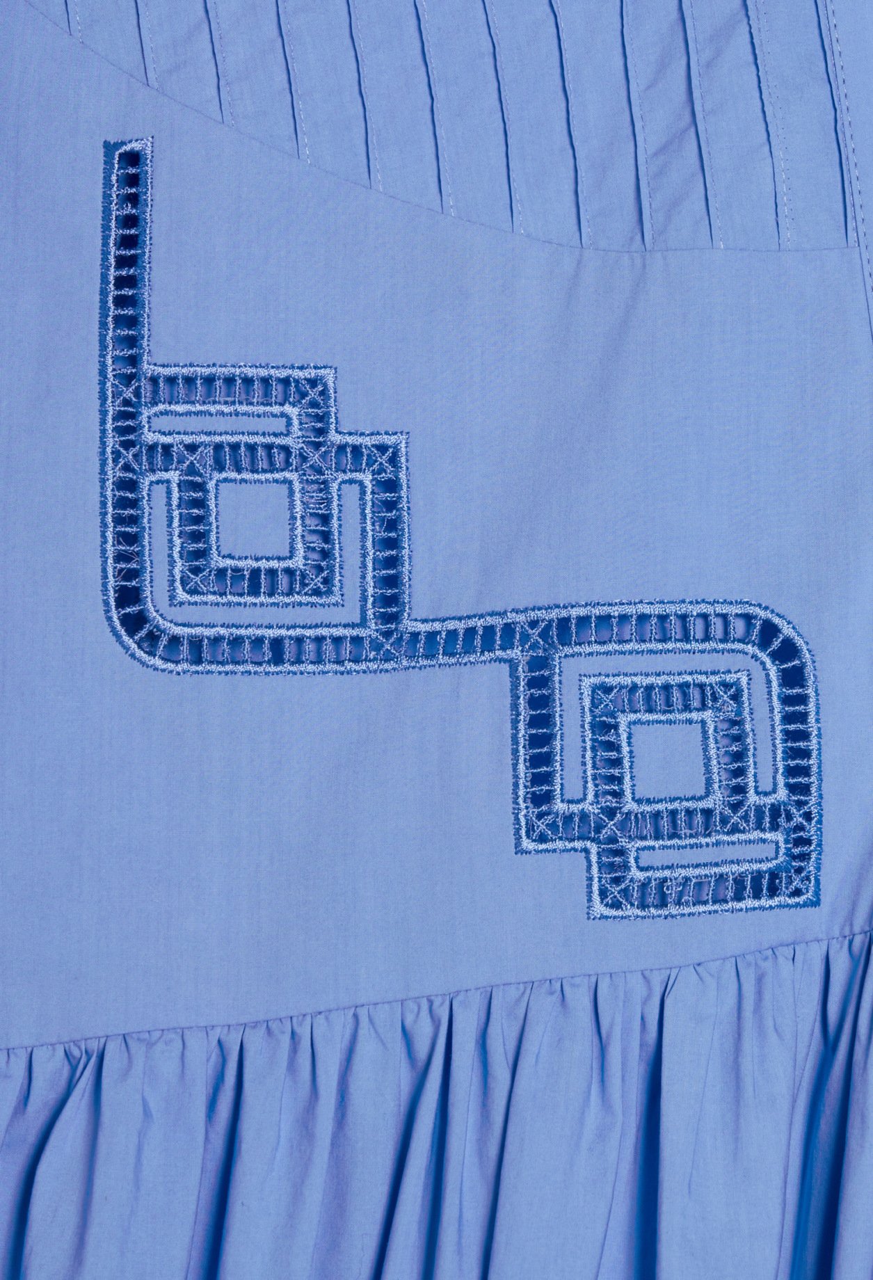 Robe courte coton brode bleu