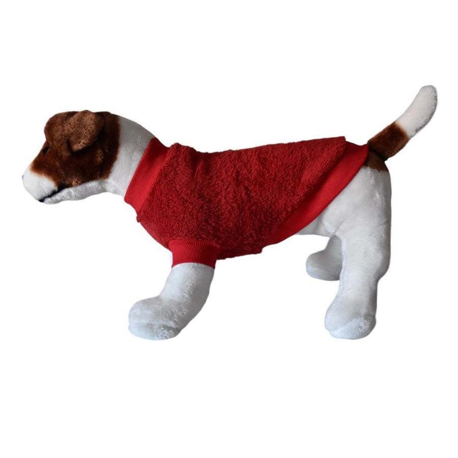 Camisa de pelúcia vermelha para cães, modelo Loyal.