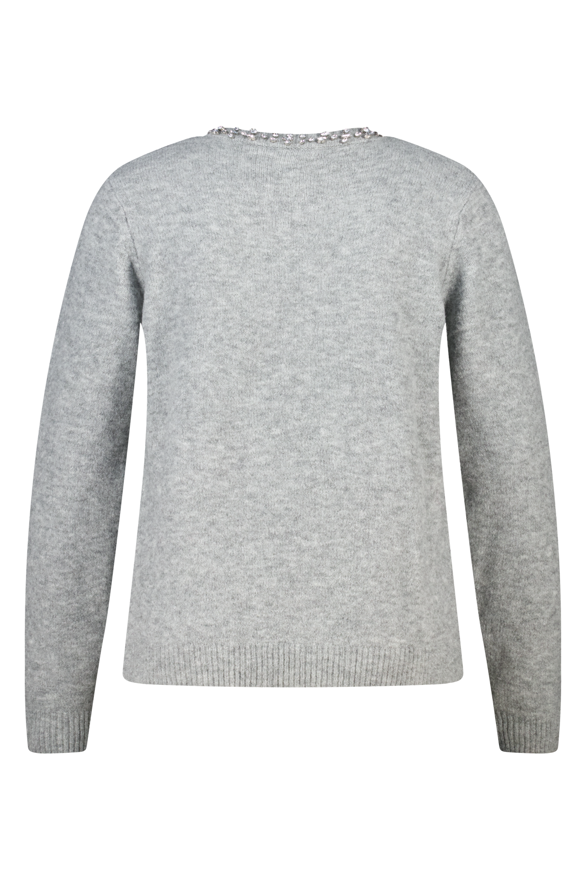 Fijn gebreid vest met diamanten details light grey melange