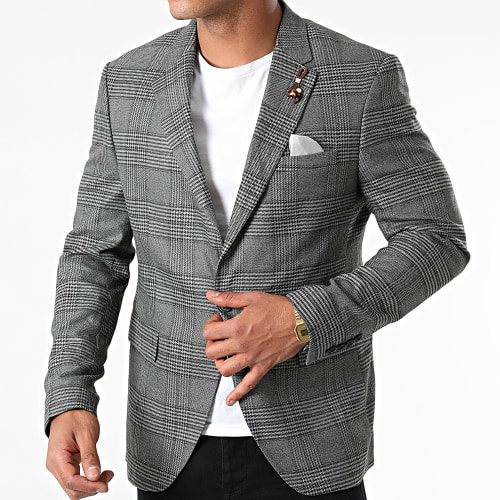 Veste Blazer A Carreaux 7062 Gris Anthracite