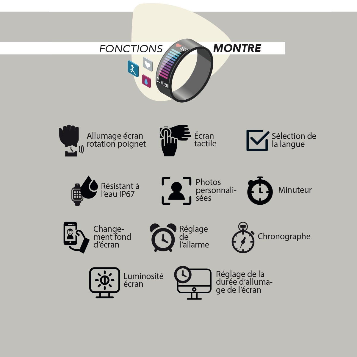 Montre connectée bracelet acier SMARTY STANDING MESH