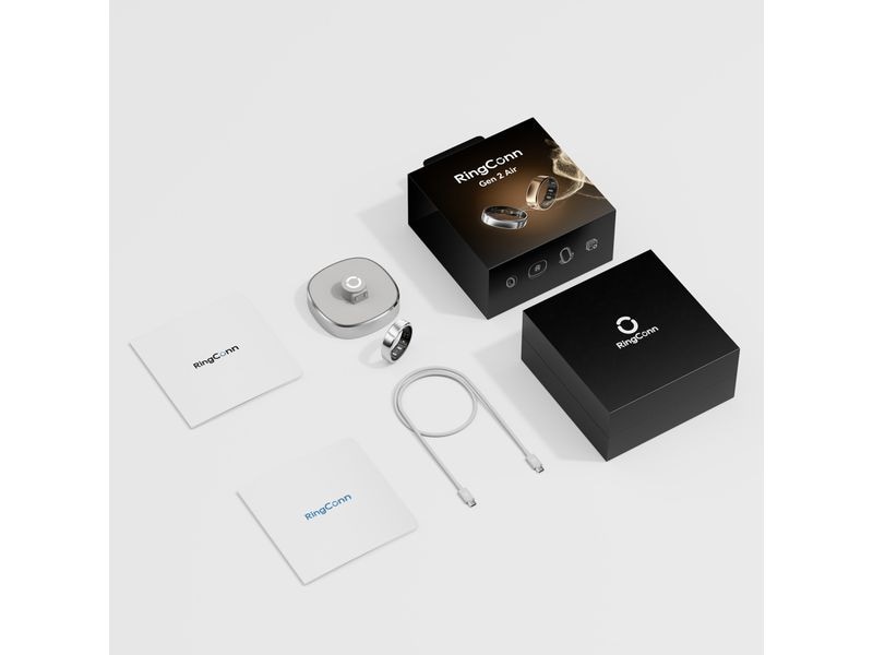 RingConn Smart Ring Gen 2 Air Grösse 9 Silber Ultradünner Smart Ring mit Gesundheitsüberwachung