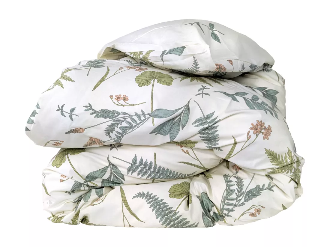 Housse de couette 300x240 cm percale coton FÉERIE Blanc sauge