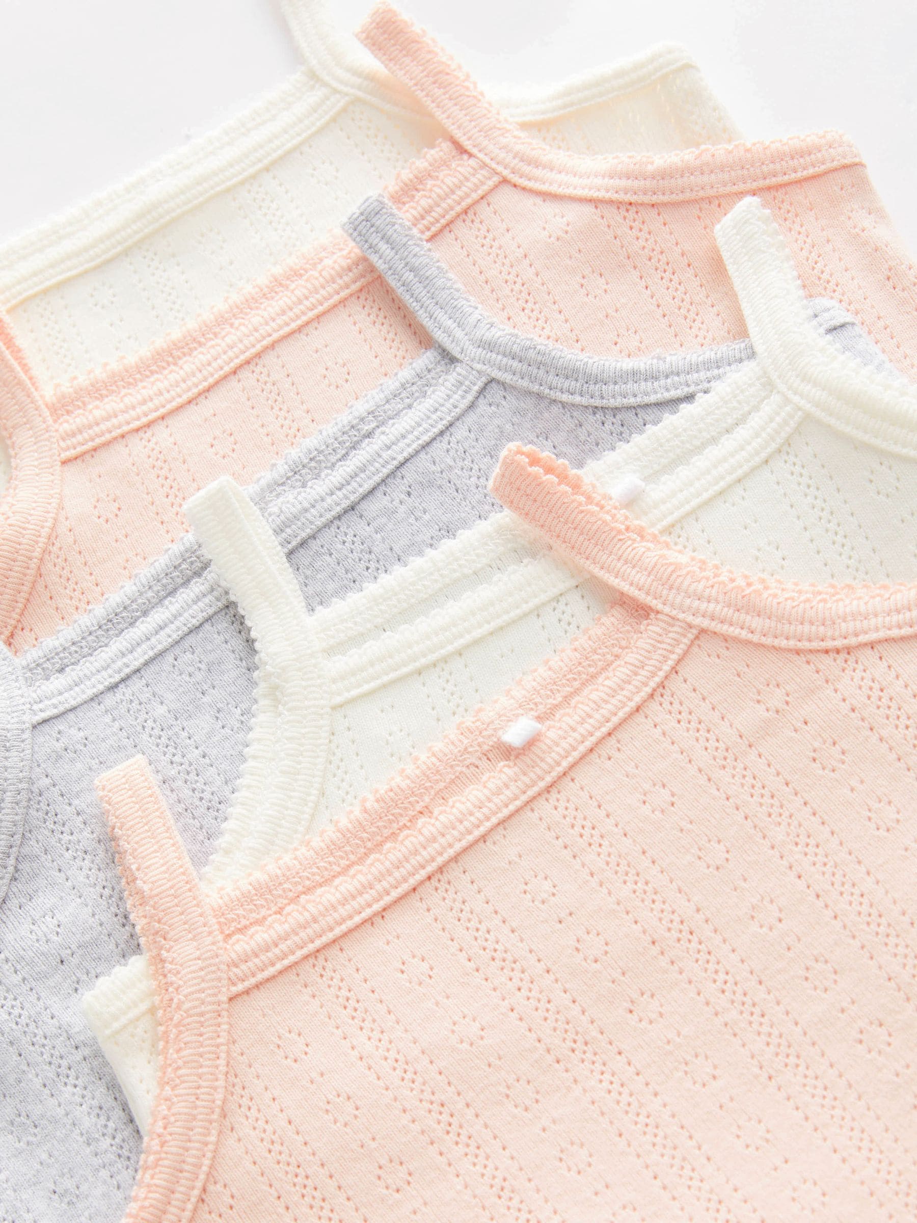 Lichtroze - 5 Pack Vest Pointelle Baby Bodysuits