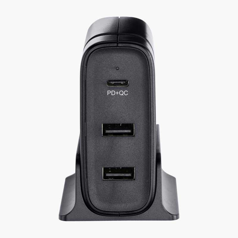 USB-ladestasjon med tre utganger, type A og C, PD og QC 3.0, 39 W