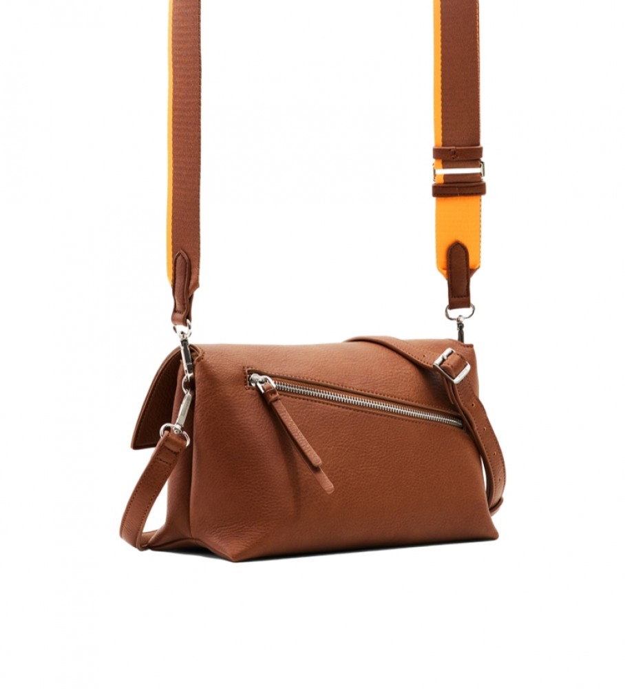 Bolsa transversal Desigual com logo, tamanho 23, cor marrom Veneza.
