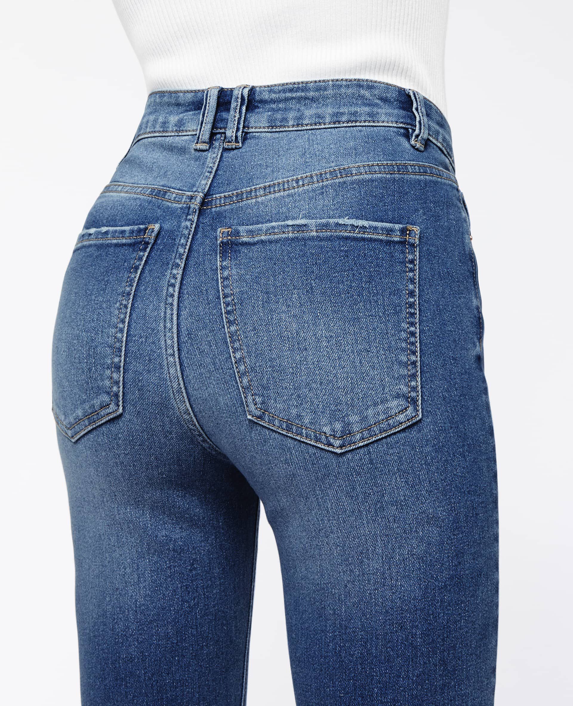 Jean skinny taille haute - Bleu
