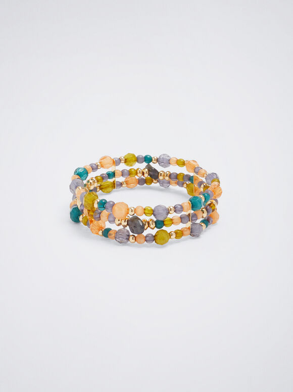 Pulseira elástica com pedra - Multicolorida