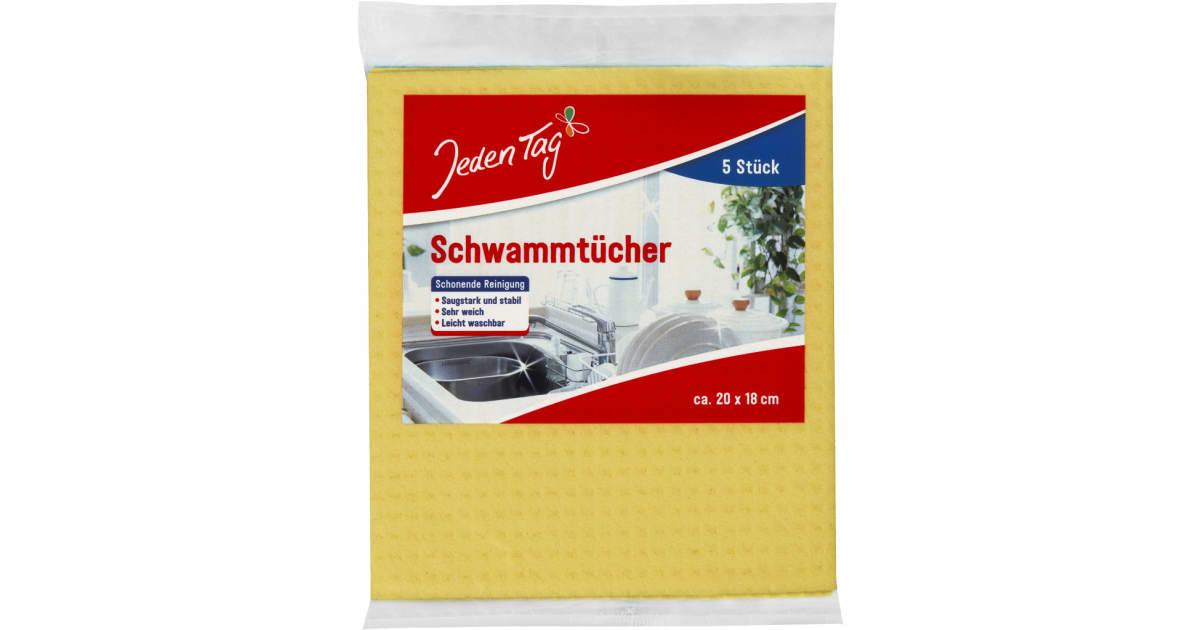 Jeden Tag Schwammtuch 3 Farben 5er-Packung