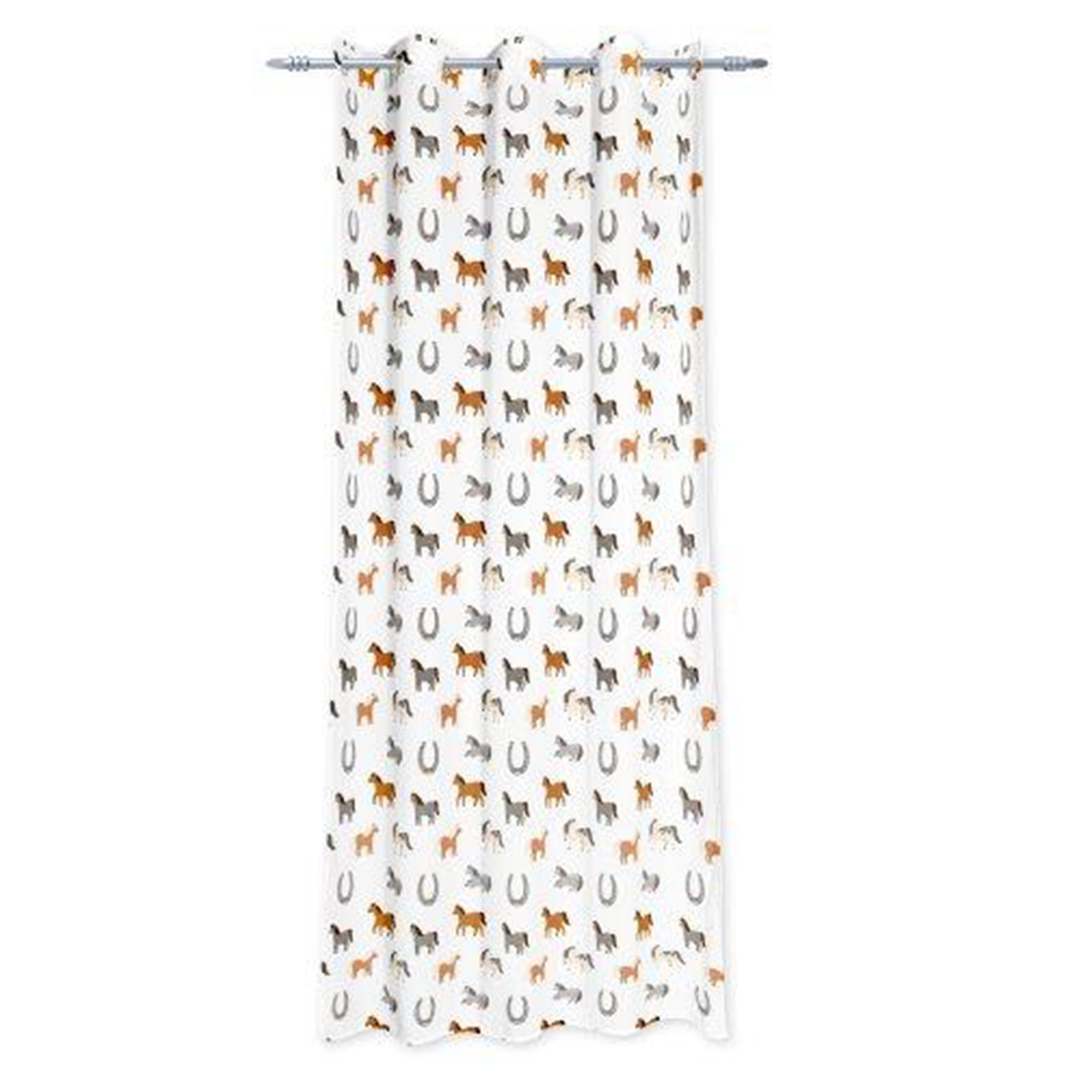 Ösenvorhang - weiß - Pferde - 245 cm