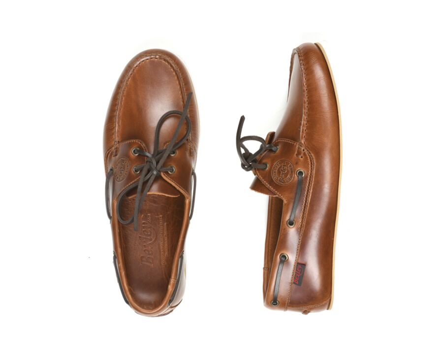 Chaussures bateau homme cuir cognac - TRAWLER