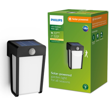 Philips solar wandlamp Shroud zwart met dag/nachtsensor