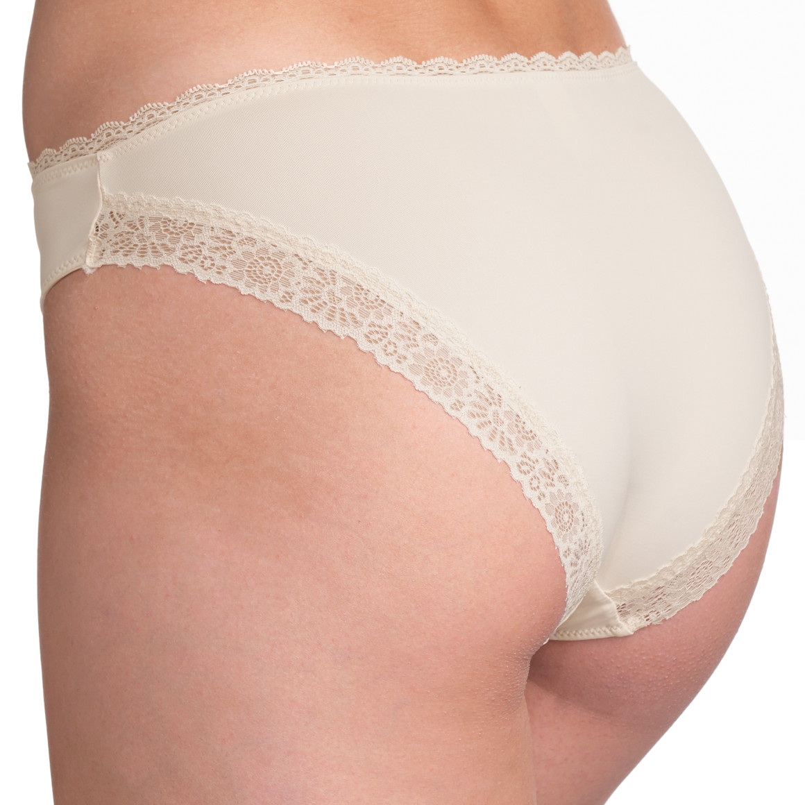 3 Damen Slips mit Spitze dunkelblau / oliv / hellbeige