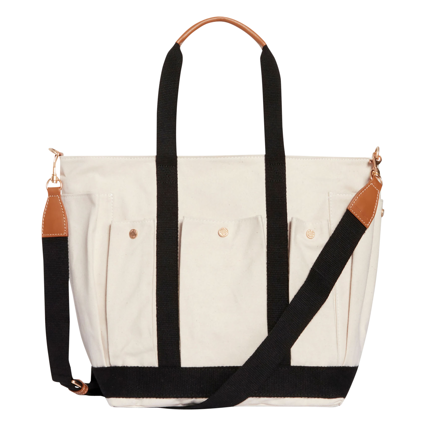 Cabas L multipoches en toile de coton| Blanc
