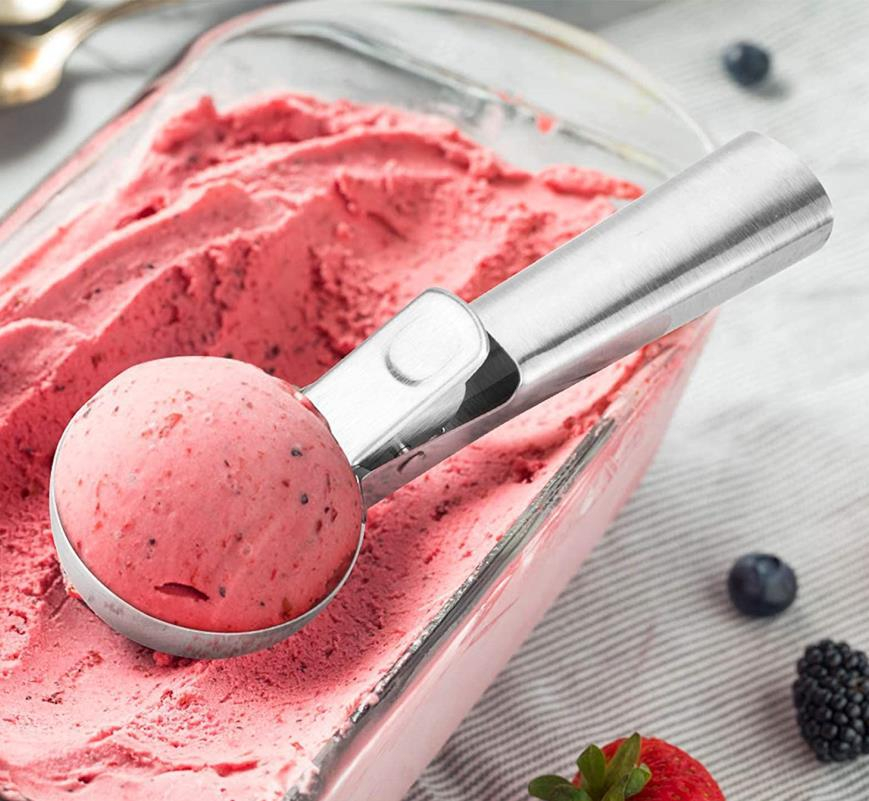 (Ø45mm) Aluminium Glacé Portionierer Eiscreme Kugel Löffel Küchen Hilfsmittel Melonen Ausstecher mit Auslöser - Silber