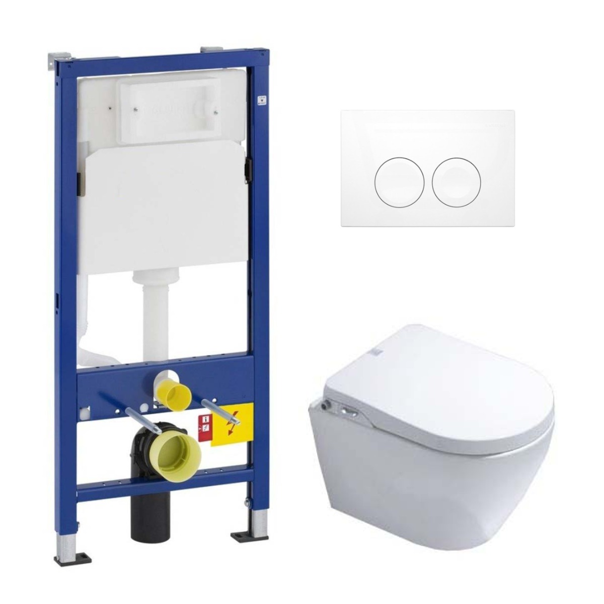 Geberit UP100 toiletset met Saniclear Jama randloos toilet en bidetzitting